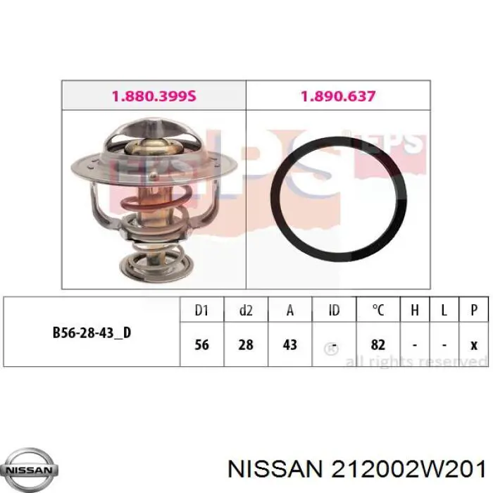 Термостат в корпусе Nissan/Infiniti 212002W201 цена, от 13.38 USD