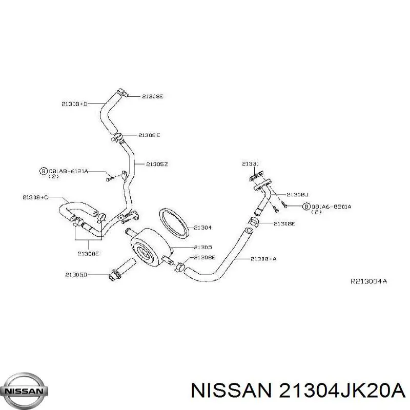 Junta de radiador de aceite 21304JK20A Nissan