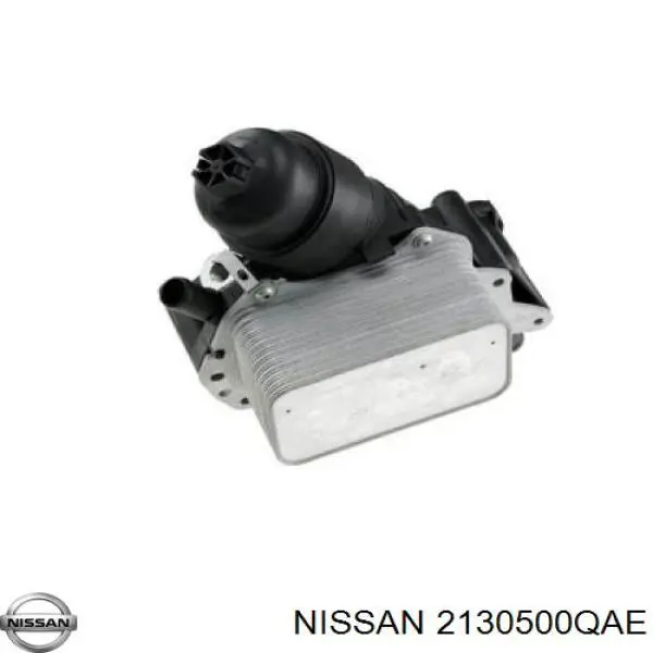 2130500QAE Nissan radiador de óleo (frigorífico, debaixo de filtro)