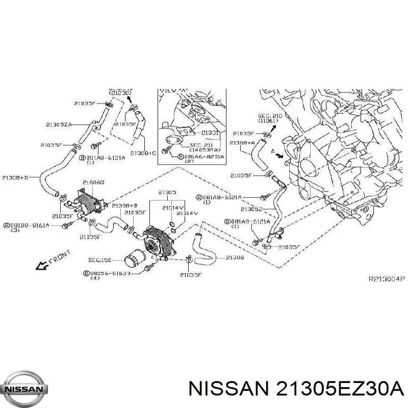 21305EZ30A Nissan/Infiniti Радиатор масляный (холодильник) под фильтром