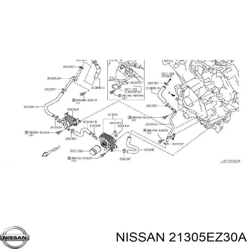 Радиатор масляный (холодильник), под фильтром Nissan/Infiniti 21305EZ30A цена, от 177.56 USD