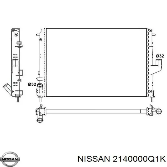 Радиатор 2140000Q1K Nissan