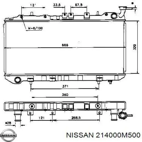 Радиатор 214000M500 Nissan/Infiniti
