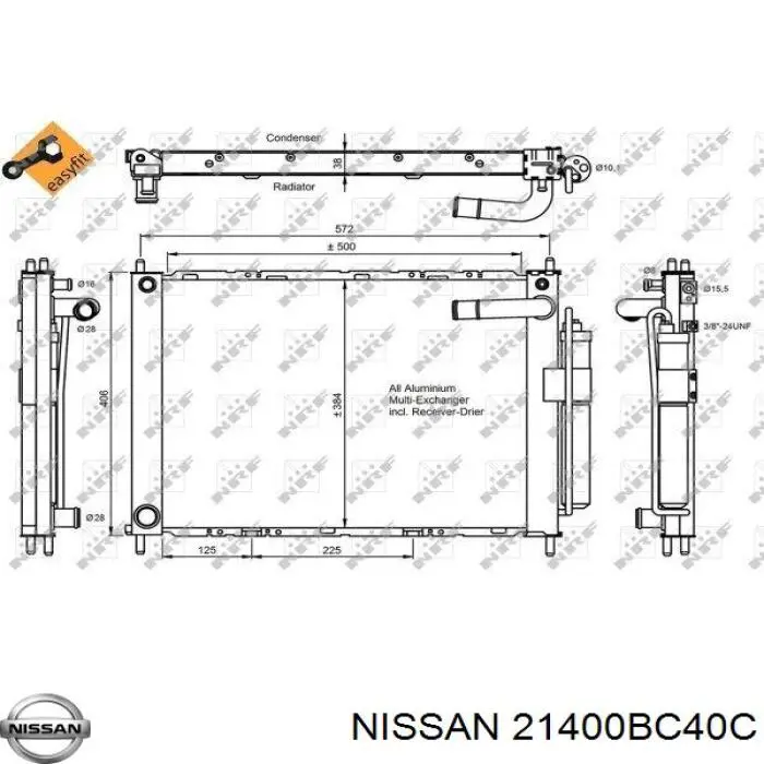Радиатор охлаждения двигателя NISSAN 21400BC40C