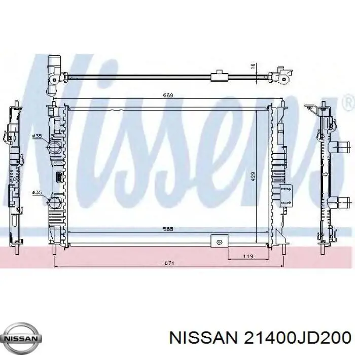 Радиатор охлаждения двигателя Nissan/Infiniti 21400JD200 цена, от 157.12 USD