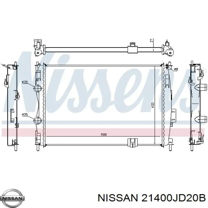 21400JD20B Nissan radiador de esfriamento de motor