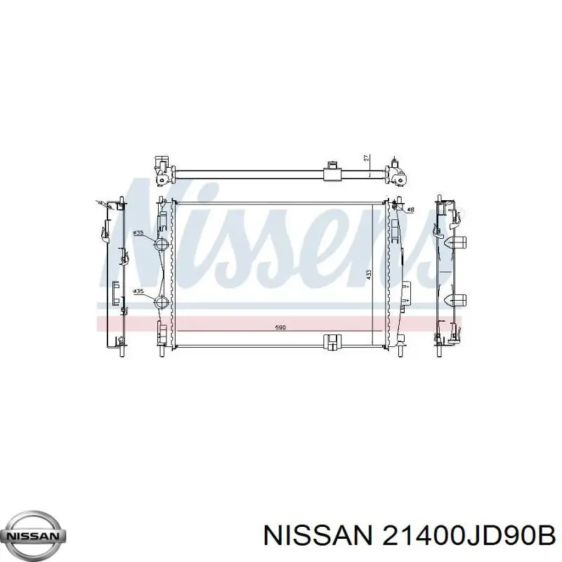 Радиатор охлаждения двигателя Nissan/Infiniti 21410JD90B цена, от 80.27 USD