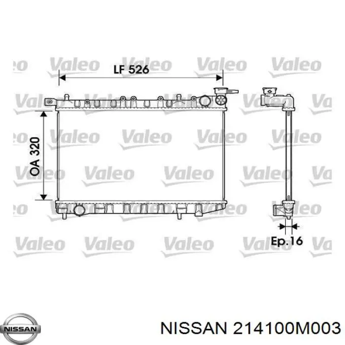 Купить 214100M003 Nissan/Infiniti Радиатор водяной