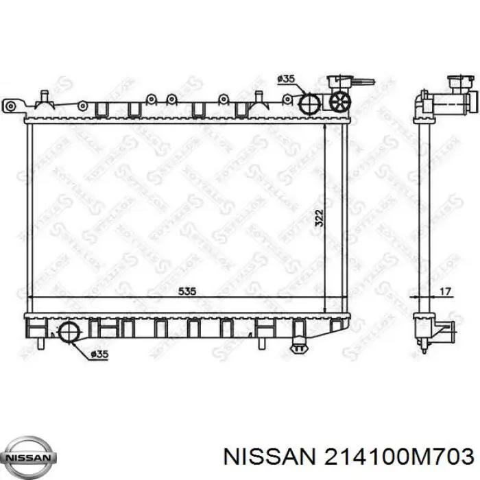 Радиатор охлаждения двигателя Nissan/Infiniti 214100M703 цена, от 71.16 USD