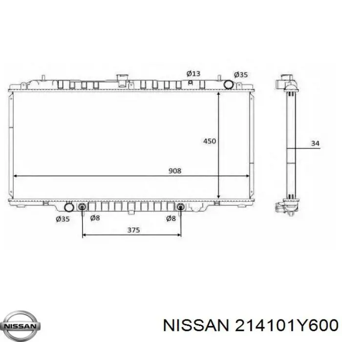 Радиатор охлаждения двигателя Nissan/Infiniti 214101Y600 цена, от 553.93 USD