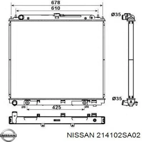 Радиатор охлаждения двигателя Nissan/Infiniti 214102SA02 цена, от 101.35 USD