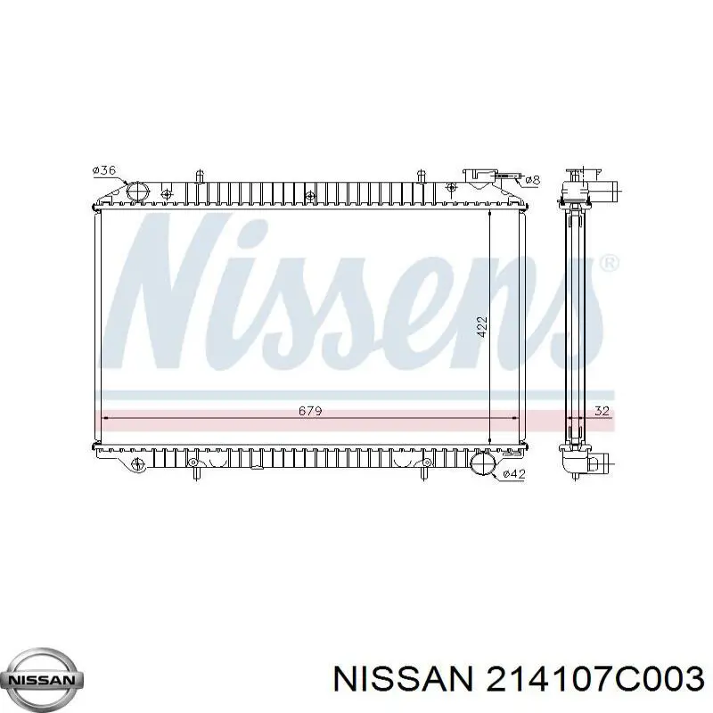 214107C003 Nissan radiador de esfriamento de motor