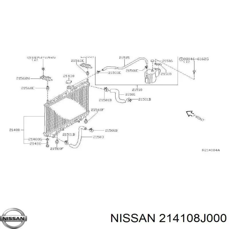 Радиатор 214108J000 Nissan