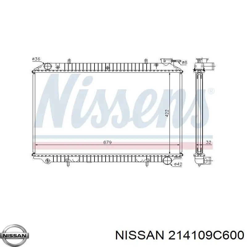 Радиатор охлаждения двигателя NISSAN 214109C600