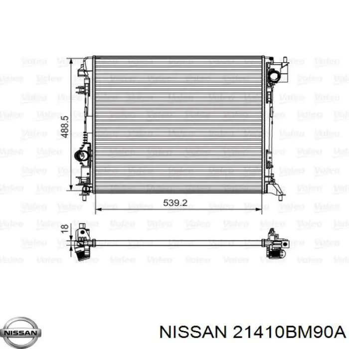 21410BM90A Nissan radiador de esfriamento de motor