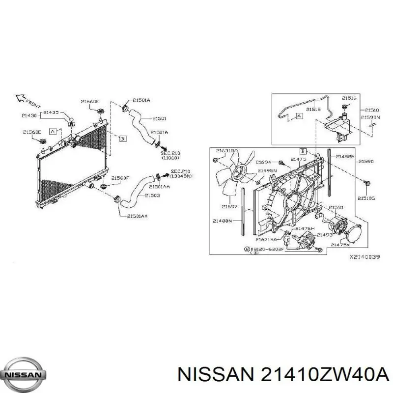 21410EL10B Nissan радиатор