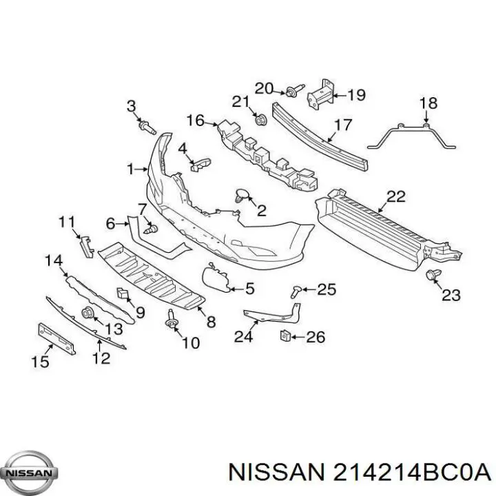 Жалюзи радиатора охлаждения Nissan 214214BC0A
