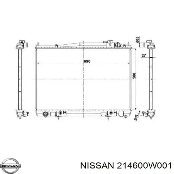 21460-0W001 Nissan/Infiniti Радиатор охлаждения двигателя