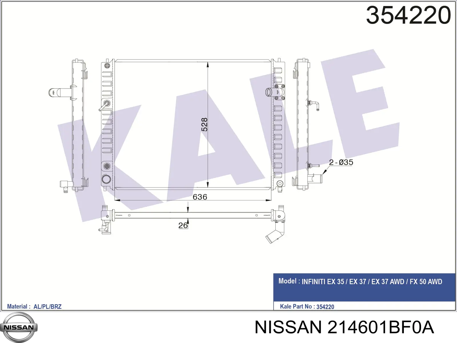 Купить 214601BF0A Nissan/Infiniti Радиатор водяной