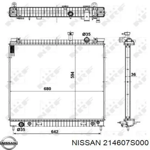 Радиатор 214607S000 Nissan