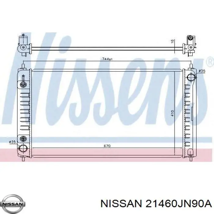 Радиатор охлаждения двигателя Nissan 21460JN90A