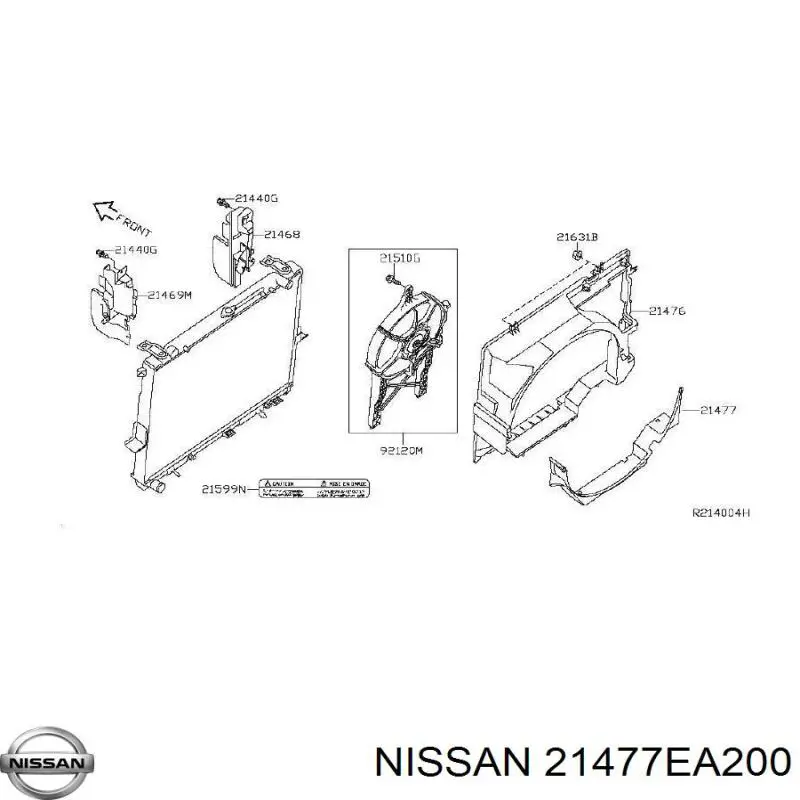 Диффузор радиатора охлаждения нижний Nissan 21477EA200