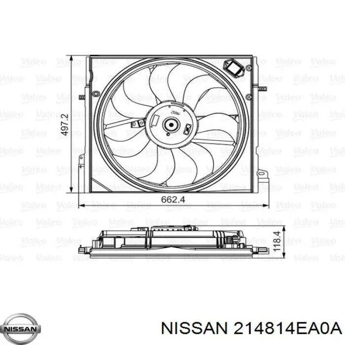 Диффузор вентилятора в сборе с мотором и крыльчаткой 214814EA0A Nissan/Infiniti