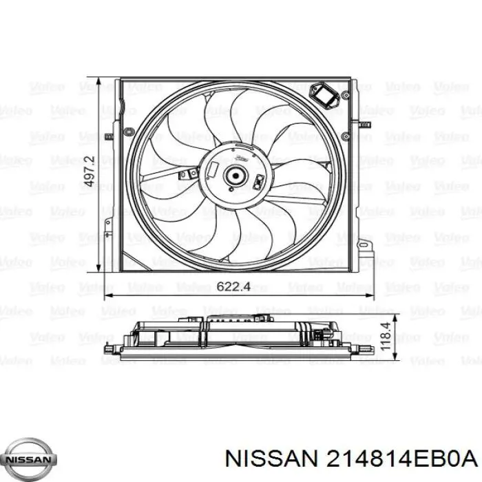 Диффузор радиатора охлаждения в сборе с мотором и крыльчаткой Nissan/Infiniti 214814EB0A цена, от 76.19 USD
