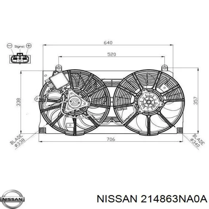 Ventilador (roda de aletas) do radiador de esfriamento esquerdo para Nissan LEAF (ZE0)