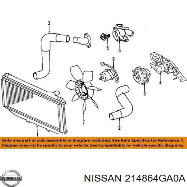 Вентилятор радиатора охлаждения, левый Nissan/Infiniti 214864GA0A
