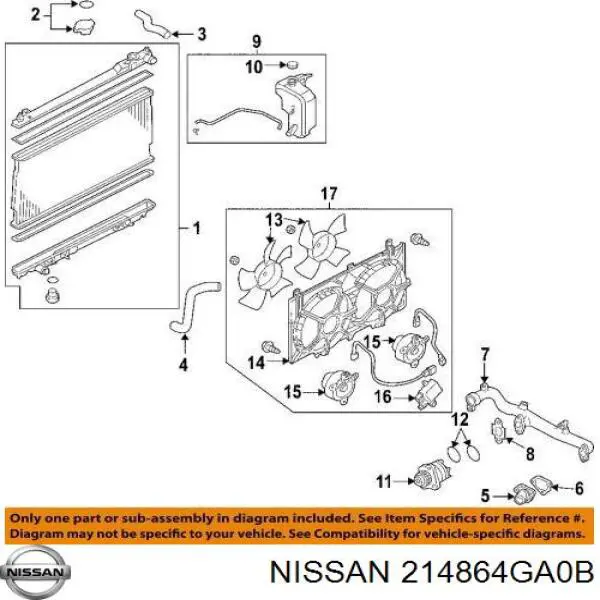 Вентилятор/крыльчатка радиатора охлаждения, правый Nissan/Infiniti 214864GA0B