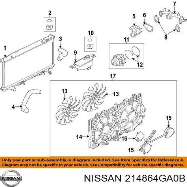 Вентилятор кондиционера, правый Nissan/Infiniti 214864GA0B цена, от 13.40 USD