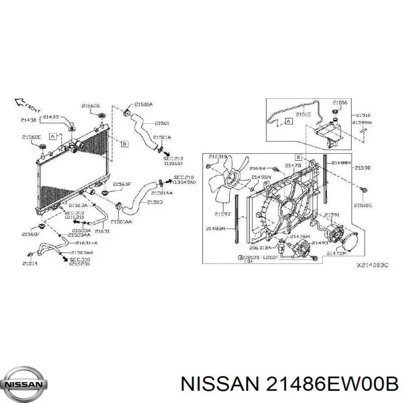 Крыльчатка радиатора охлаждения 21486EW00B Nissan