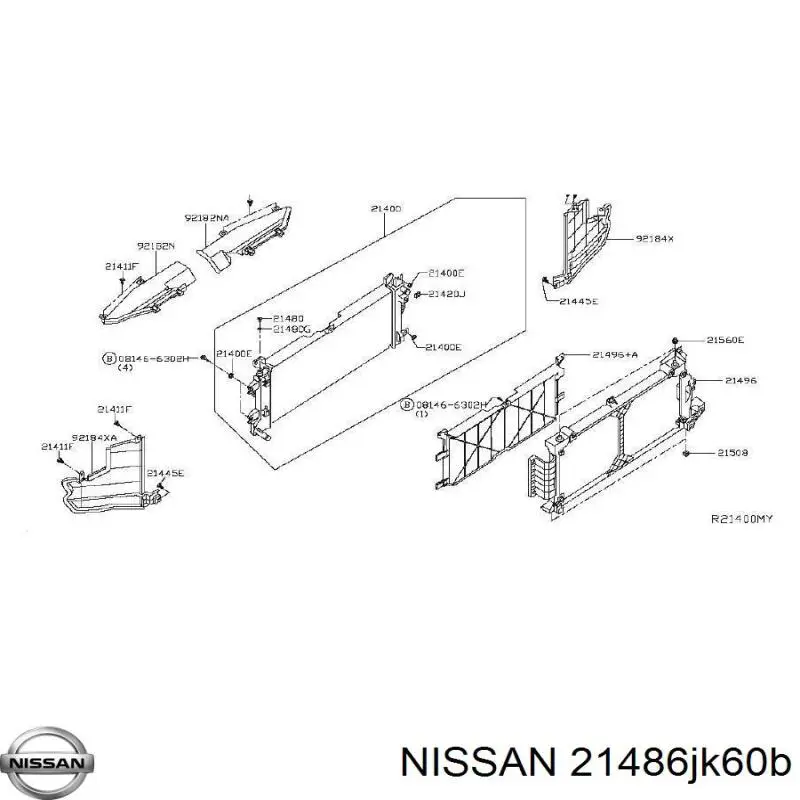 Вентилятор (крыльчатка) радиатора кондиционера правый Nissan 21486JK60B