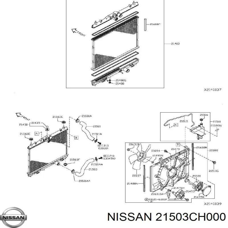 Купить 21503CH000 Nissan/Infiniti Шланг радиатора охлаждения нижний