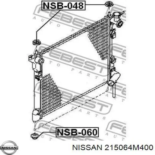 Подушка крепления радиатора верхняя Nissan 215064M400