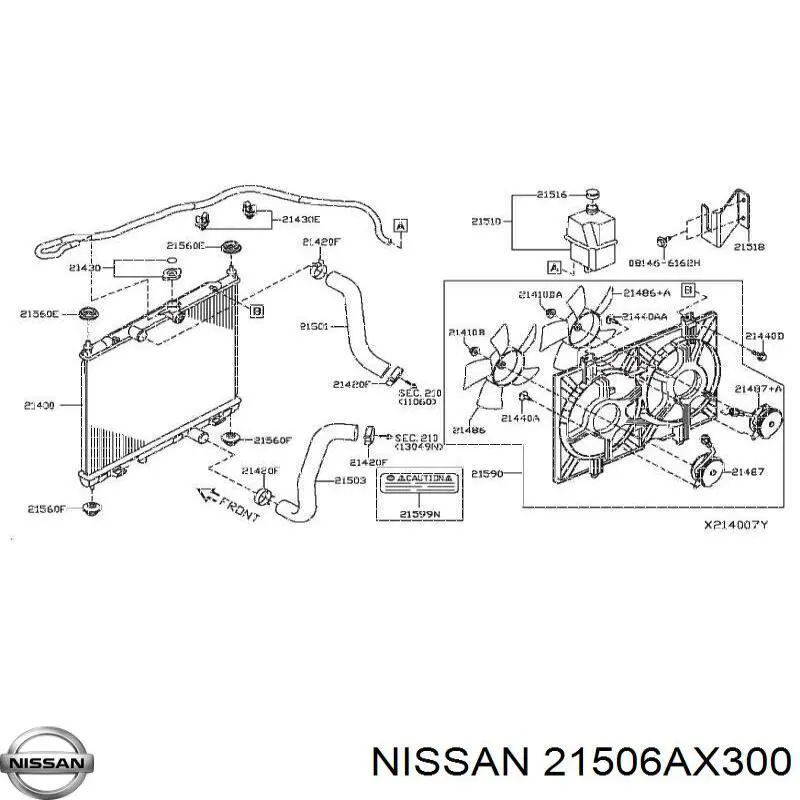 21506AX300 Nissan coxim superior de fixação do radiador