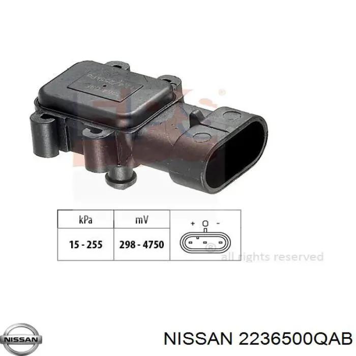 2236500QAB Nissan датчик давления во впускном коллекторе, map