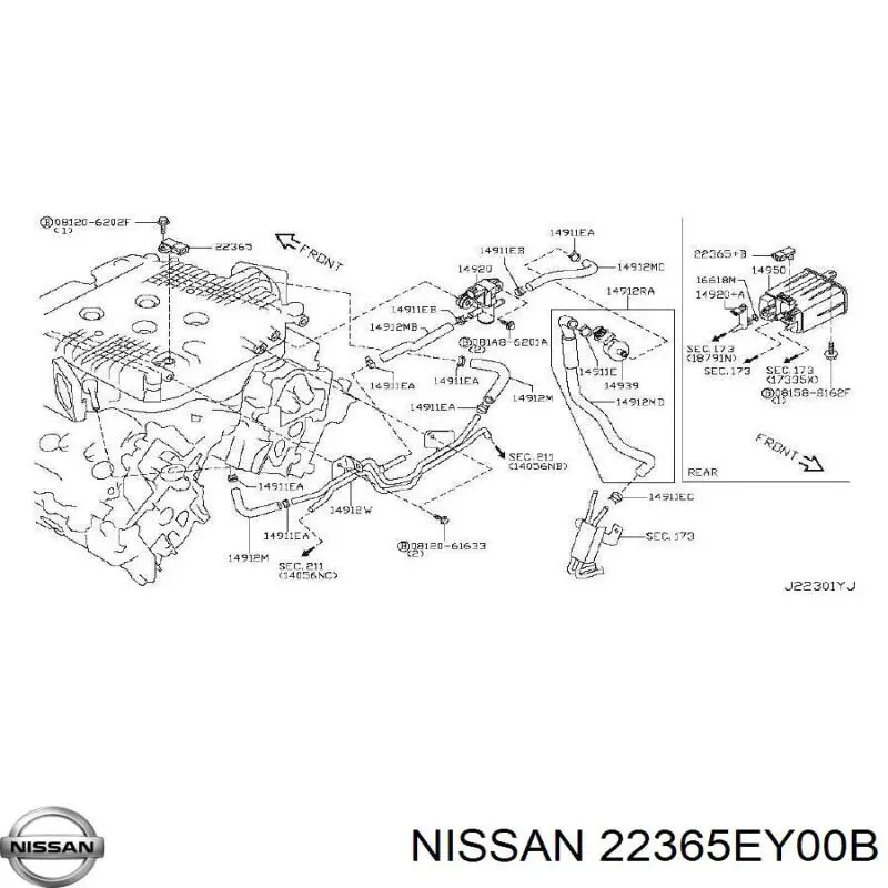 22365EY00B Nissan sensor de pressão do sistema de recuperação dos vapores