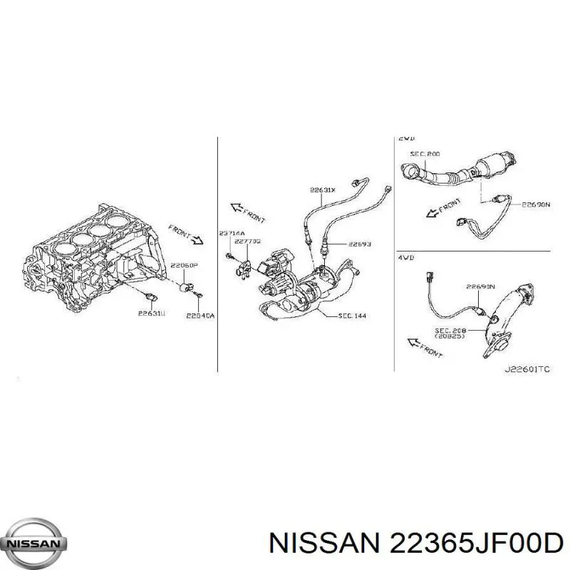 Купить 22365JF00D Nissan/Infiniti Датчик давления выхлопных газов