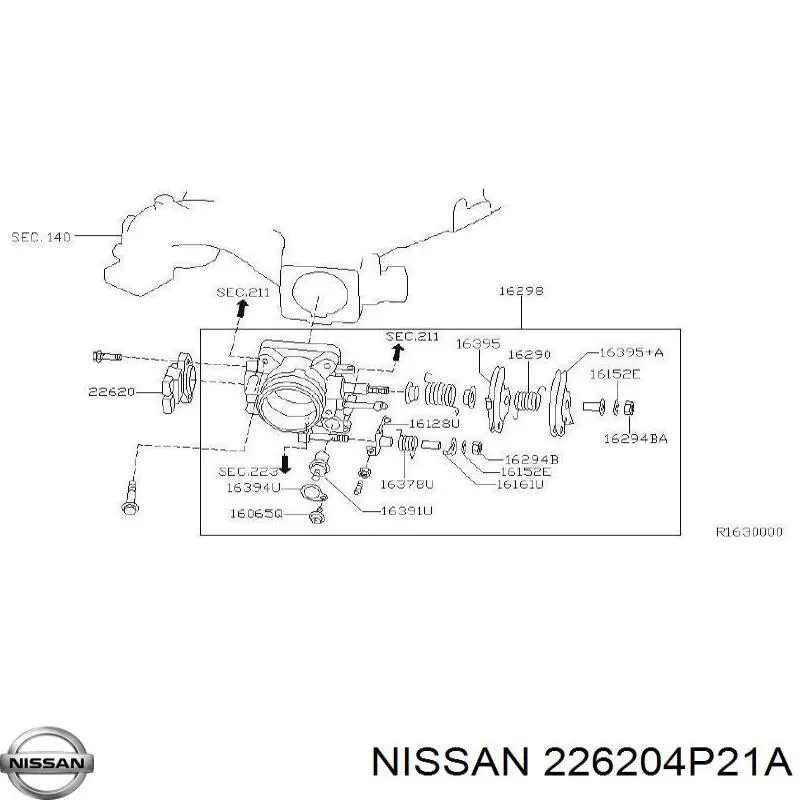 226204P21A Nissan датчик положения дроссельной заслонки (потенциометр)
