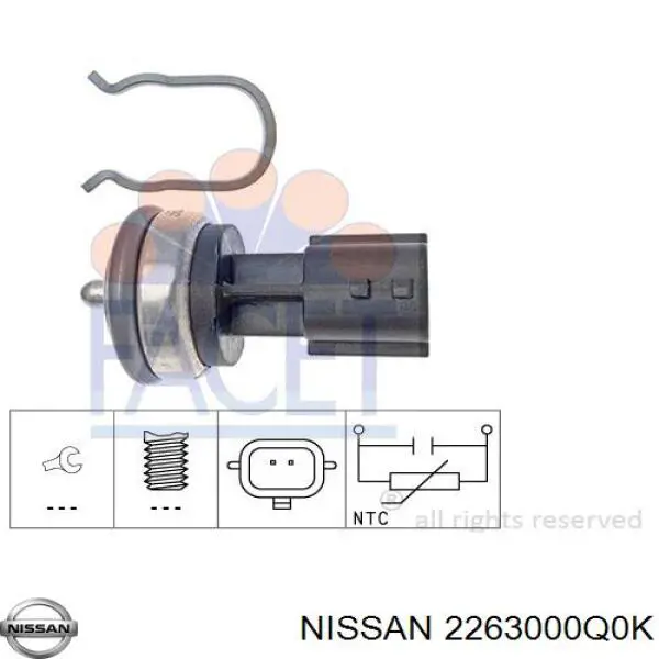 2263000Q0K Nissan датчик температуры охлаждающей жидкости