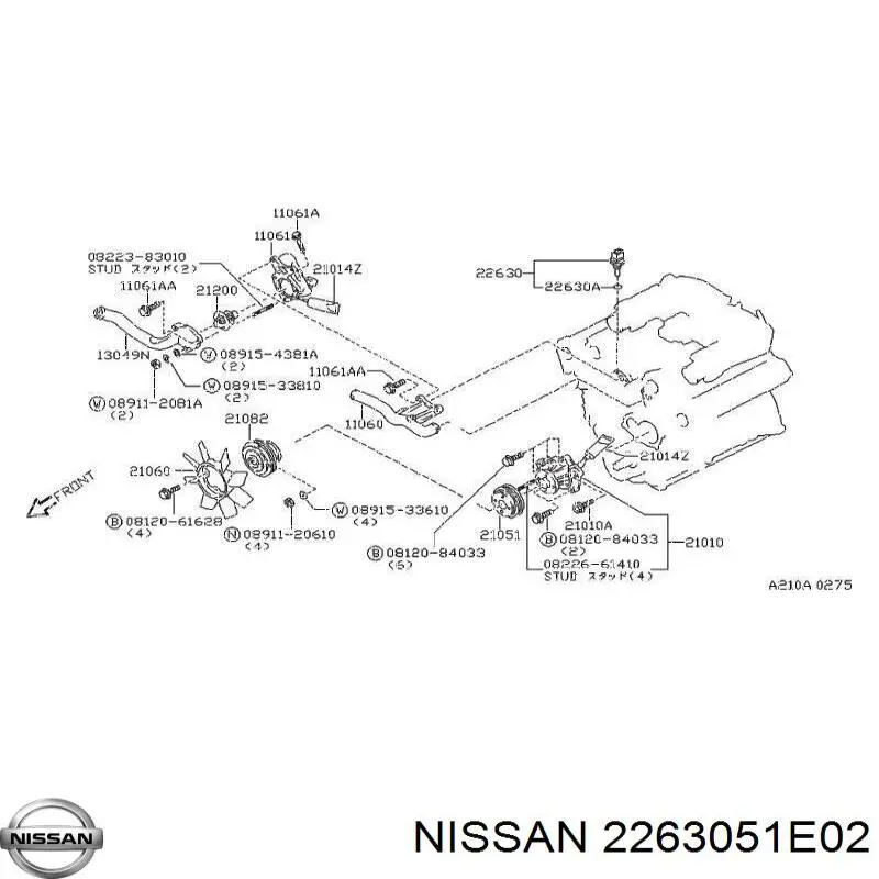 Купить 2263051E02 Nissan/Infiniti Термодатчик охлаждающей жидкости