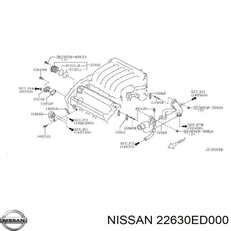 Купить 22630ED000 Nissan/Infiniti Термодатчик охлаждающей жидкости