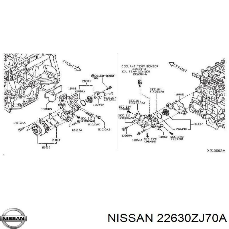 Датчик указателя температуры охлаждающей жидкости Nissan/Infiniti 22630ZJ70A цена, от 3.86 USD