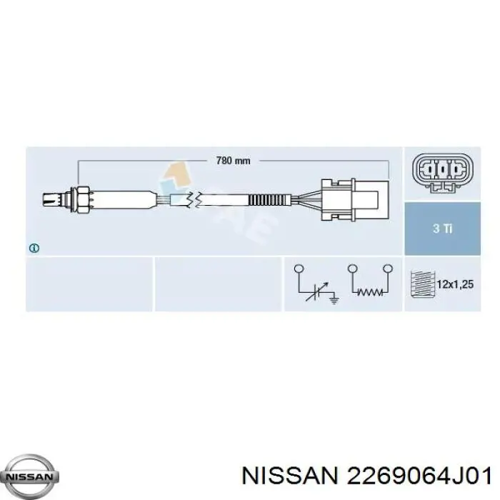2269064J01 Nissan лямбда-зонд, датчик кислорода до катализатора