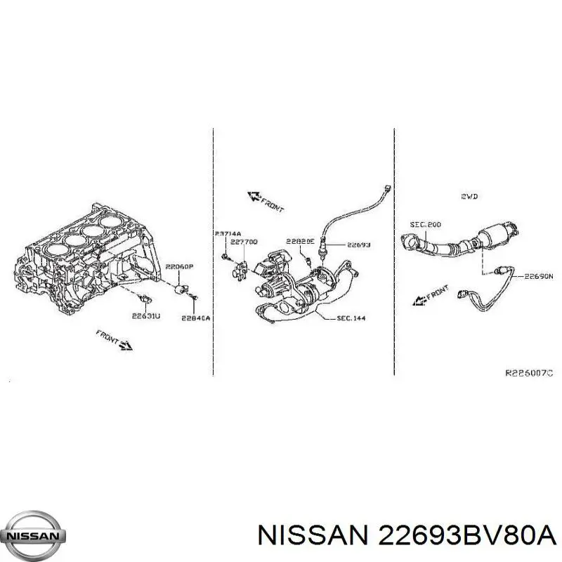 Sonda lambda, sensor de oxigênio até o catalisador para Nissan JUKE (F15)
