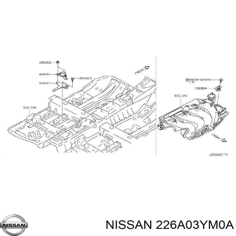 226A03YM0A Nissan/Infiniti Лямбда-зонд, датчик кислорода до катализатора