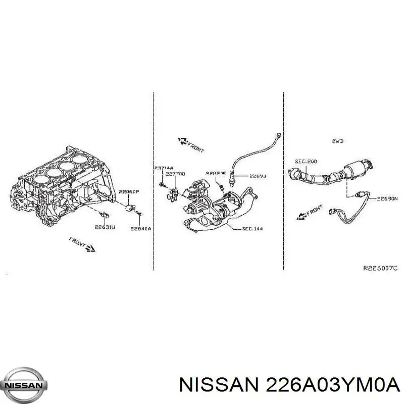 Лямбдазонд, датчик кислорода до катализатора Nissan/Infiniti 226A03YM0A цена, от 54.41 USD