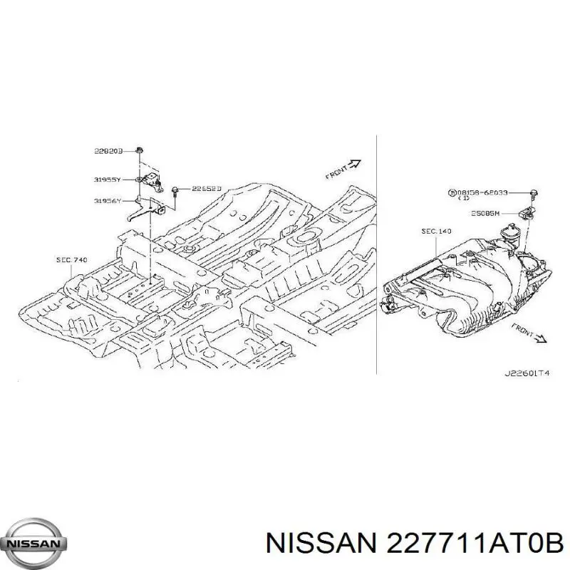 227711AT0B Nissan sensor de pressão dos gases de escape